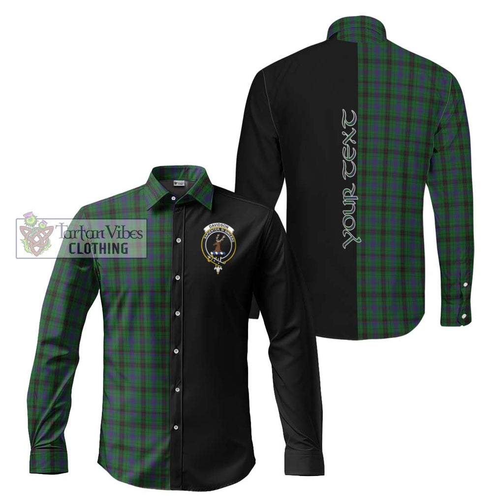 Davidson Tartan Long Sleeve Button Shirt with Family Crest and Half Of Me Style Men's Shirt S - Tartanvibesclothing Shop