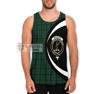 Davidson Tartan Men's Tank Top with Family Crest Circle Style