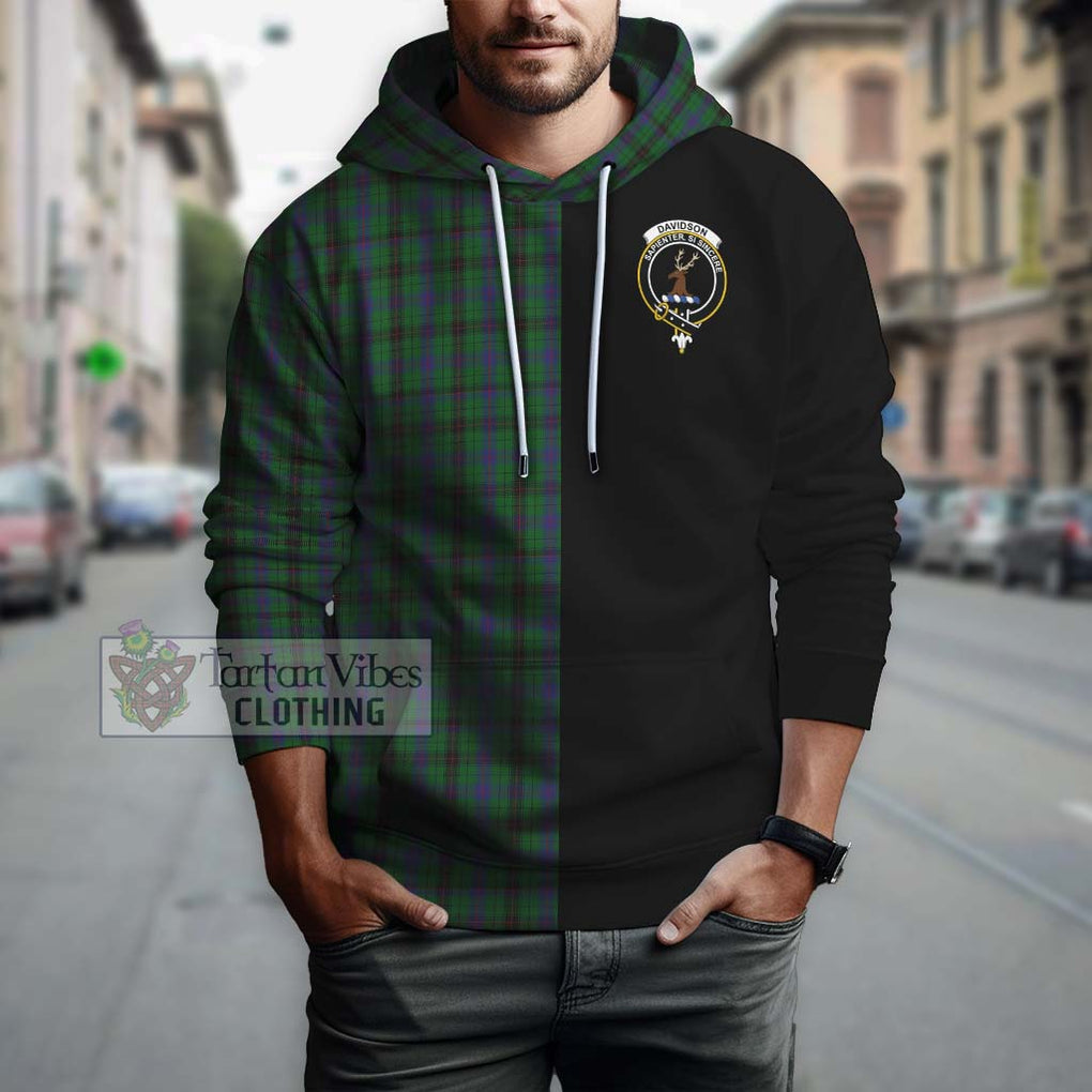 Davidson Tartan Hoodie with Family Crest and Half Of Me Style Zip Hoodie - Tartanvibesclothing Shop