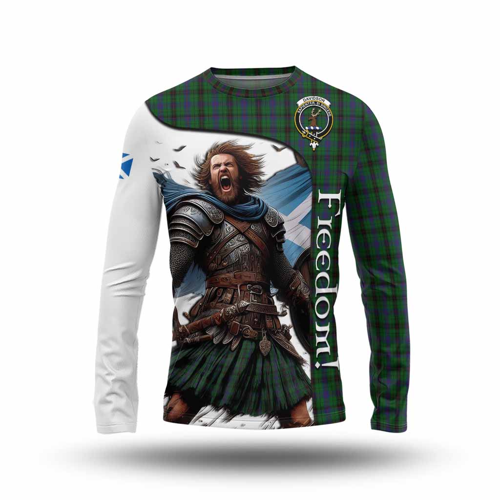 Tartan Vibes Clothing Davidson Crest Tartan Long Sleeve T-Shirt Inspired by the Freedom of Scottish Warrior