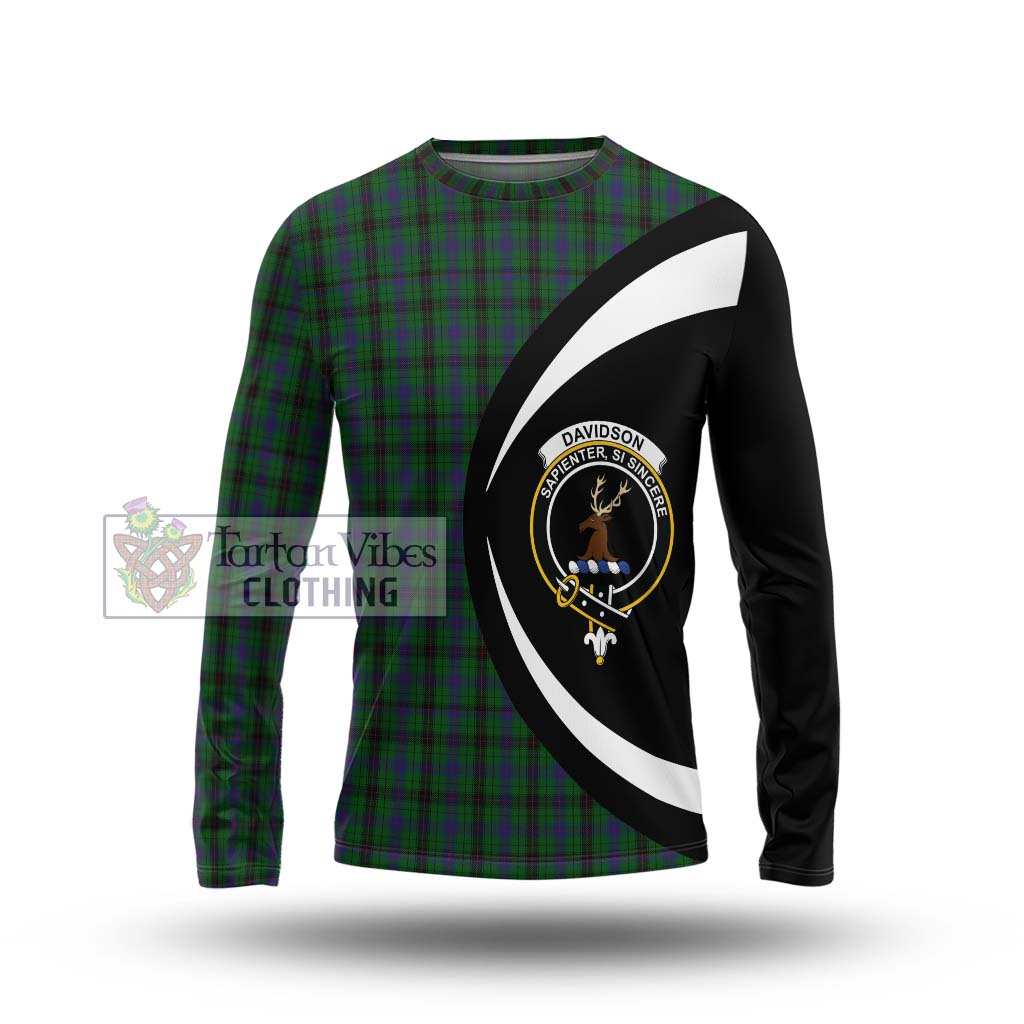 Davidson Tartan Long Sleeve T-Shirt with Family Crest Circle Style Unisex - Tartan Vibes Clothing