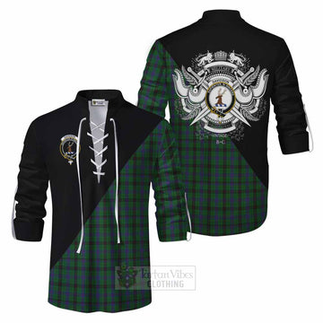 Davidson Tartan Ghillie Kilt Shirt with Family Crest and Military Logo Style