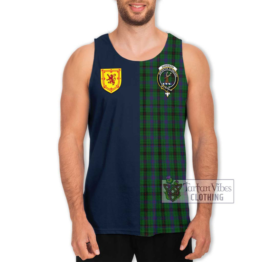Tartan Vibes Clothing Davidson Tartan Men's Tank Top with Scottish Lion Royal Arm Half Style
