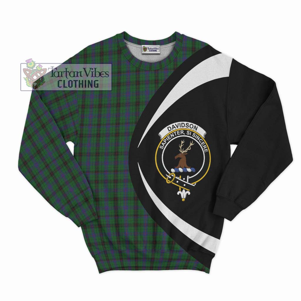Davidson Tartan Sweatshirt with Family Crest Circle Style Unisex - Tartan Vibes Clothing