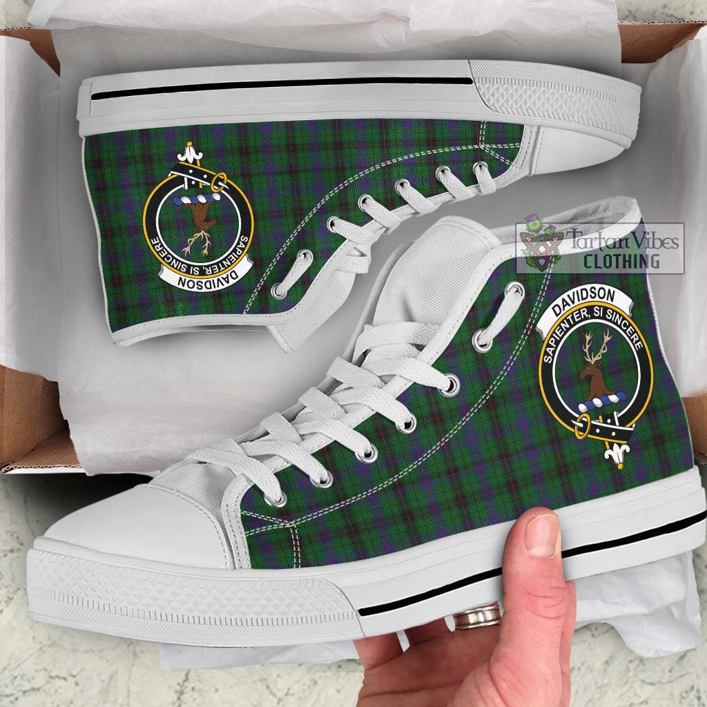 Tartan Vibes Clothing Davidson Tartan High Top Shoes with Family Crest