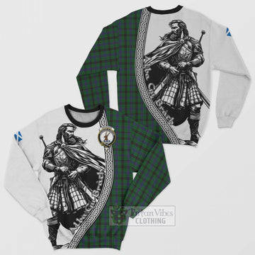 Davidson Tartan Clan Crest Sweatshirt with Highlander Warrior Celtic Style
