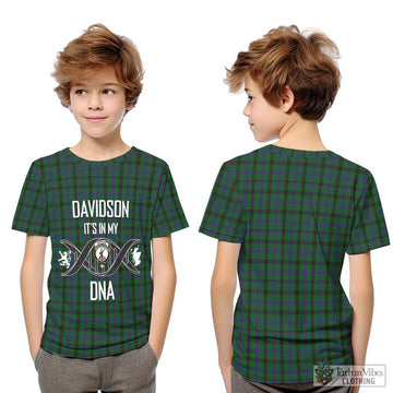 Davidson Tartan Kid T-Shirt with Family Crest DNA In Me Style