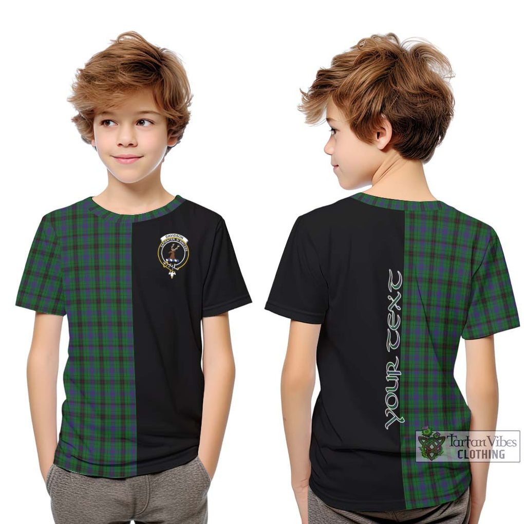 Davidson Tartan Kid T-Shirt with Family Crest and Half Of Me Style Youth XL Size14 - Tartanvibesclothing Shop