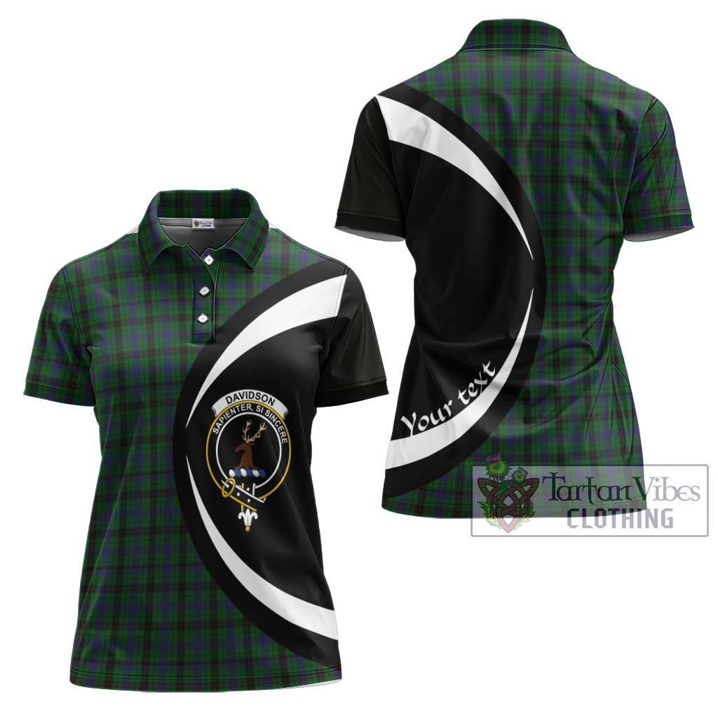 Davidson Tartan Women's Polo Shirt with Family Crest Circle Style Women - Tartan Vibes Clothing