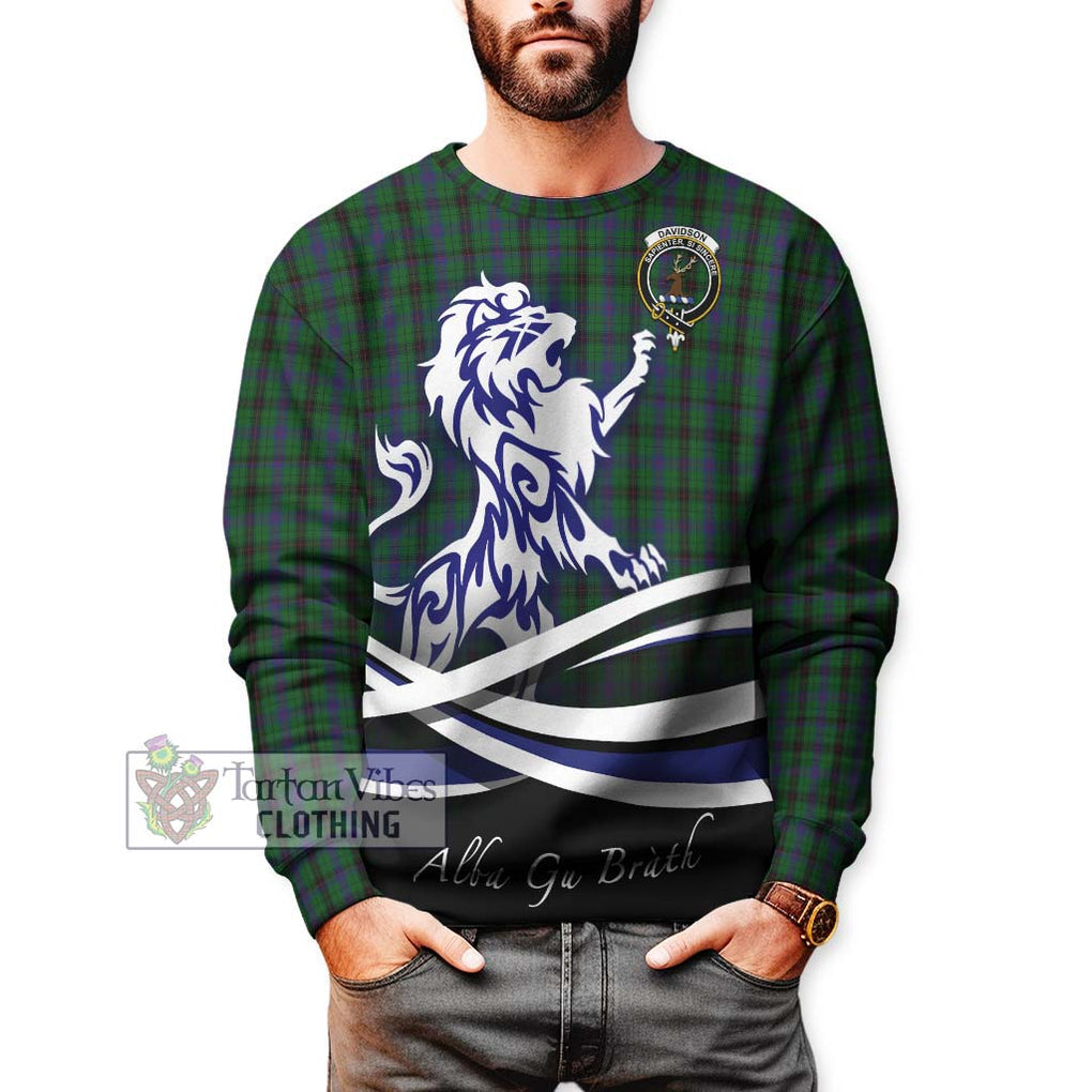 Davidson Tartan Sweatshirt with Alba Gu Brath Regal Lion Emblem Unisex - Tartanvibesclothing Shop