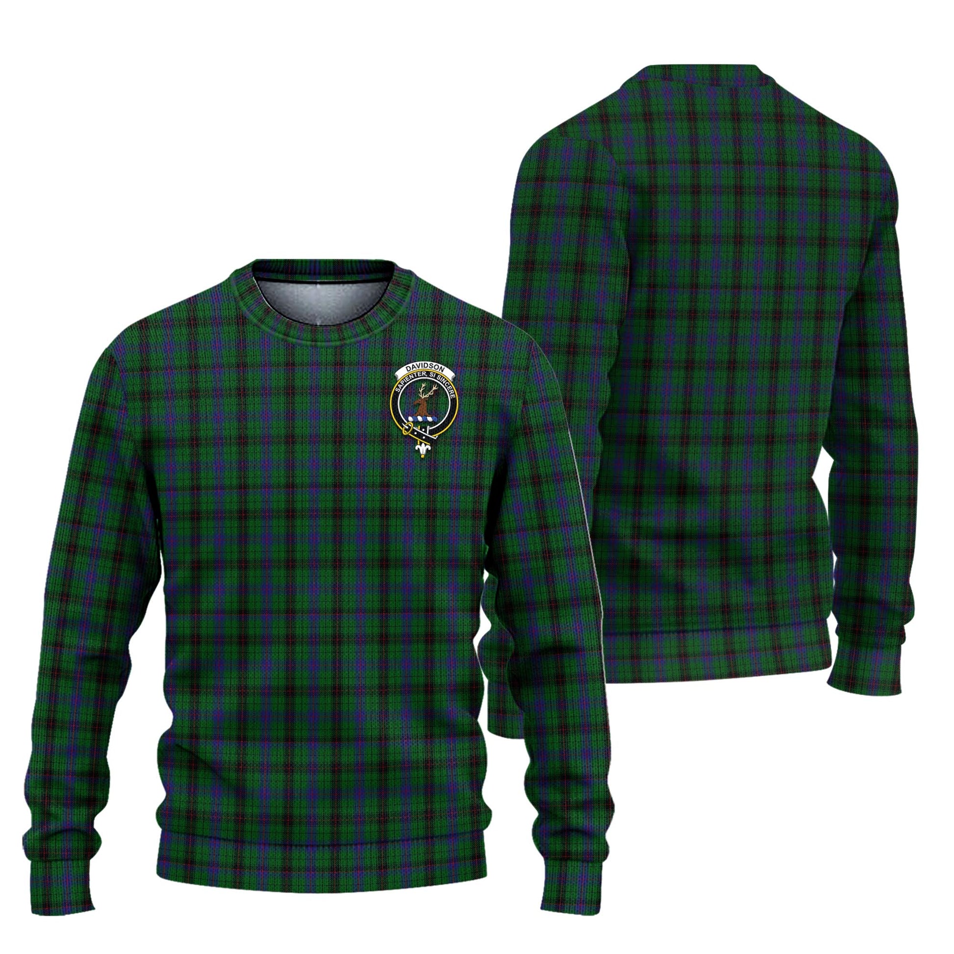 Davidson Tartan Knitted Sweater with Family Crest Unisex - Tartanvibesclothing