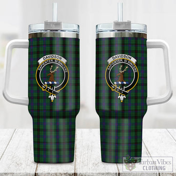 Tartan Vibes Clothing Davidson Tartan and Family Crest Tumbler with Handle