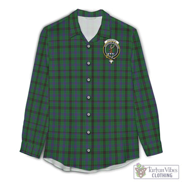 Tartan Vibes Clothing Davidson Tartan Womens Casual Shirt with Family Crest
