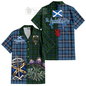 Davidson Tartan Hawaiian Shirt Happy St. Andrew's Day Half Tartan Style