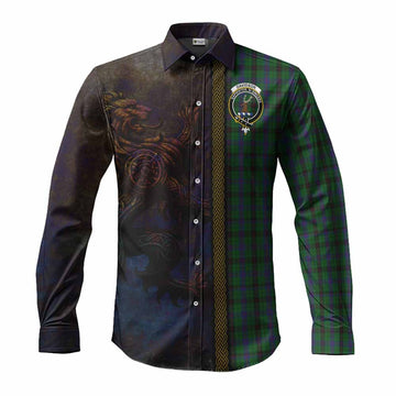 Davidson Tartan Family Crest Long Sleeve Button Shirt Alba Gu Brath Be Brave Lion Ancient Style