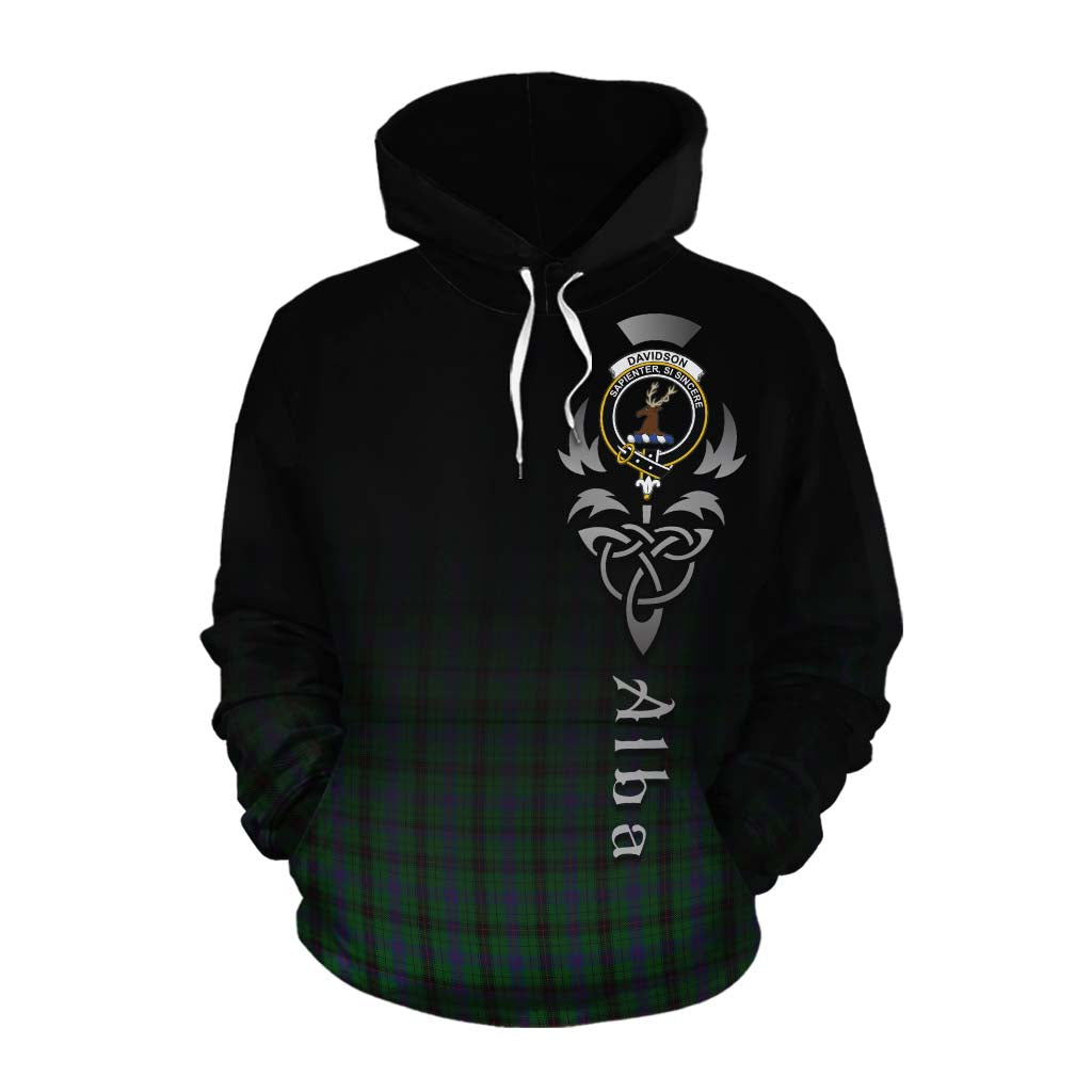 Davidson Tartan Cotton Hoodie Featuring Alba Gu Brath Family Crest Celtic Inspired Pullover Hoodie XS - Tartan Vibes Clothing