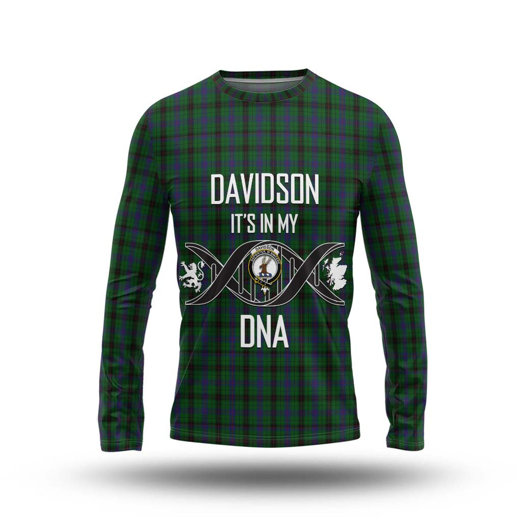 Davidson Tartan Long Sleeve T-Shirt with Family Crest DNA In Me Style Unisex - Tartanvibesclothing Shop