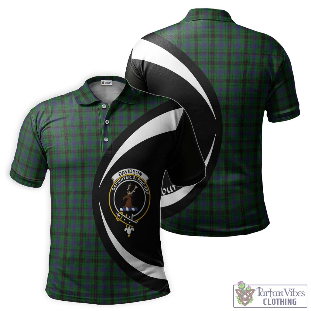 Davidson Tartan Men's Polo Shirt with Family Crest Circle Style Kid - Tartan Vibes Clothing