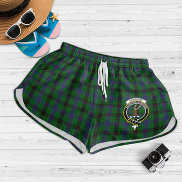 Davidson Tartan Womens Shorts with Family Crest