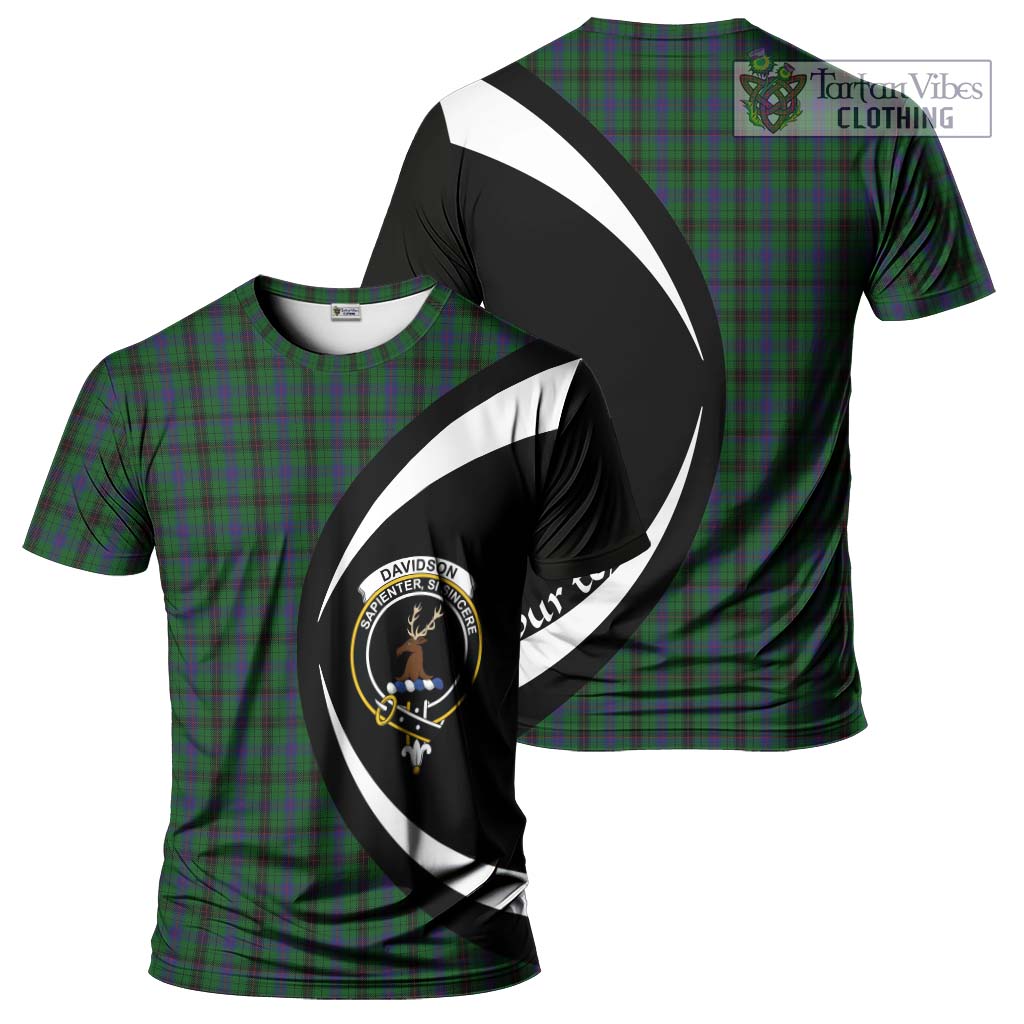Tartan Vibes Clothing Davidson Tartan T-Shirt with Family Crest Circle Style