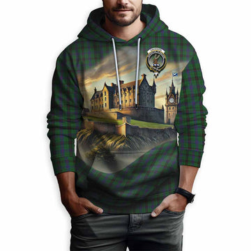 Davidson Tartan Family Crest Hoodie with Scottish Ancient Castle Style