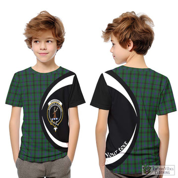Davidson Tartan Kid T-Shirt with Family Crest Circle Style