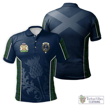 Davidson Tartan Men's Polo Shirt with Family Crest and Scottish Thistle Vibes Sport Style