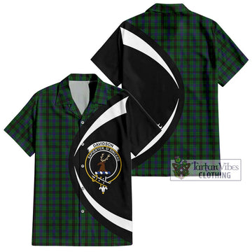 Davidson Tartan Hawaiian Shirt with Family Crest Circle Style