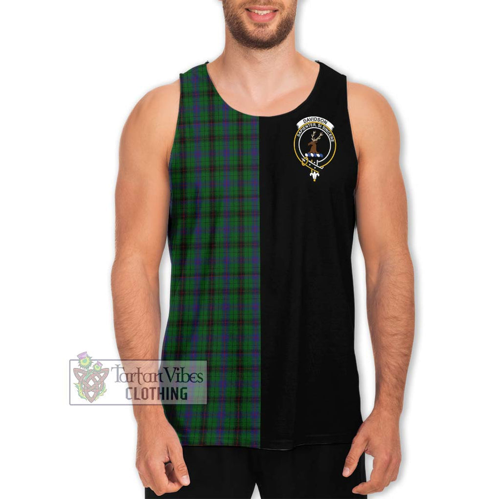 Davidson Tartan Men's Tank Top with Family Crest and Half Of Me Style Men - Tartanvibesclothing Shop