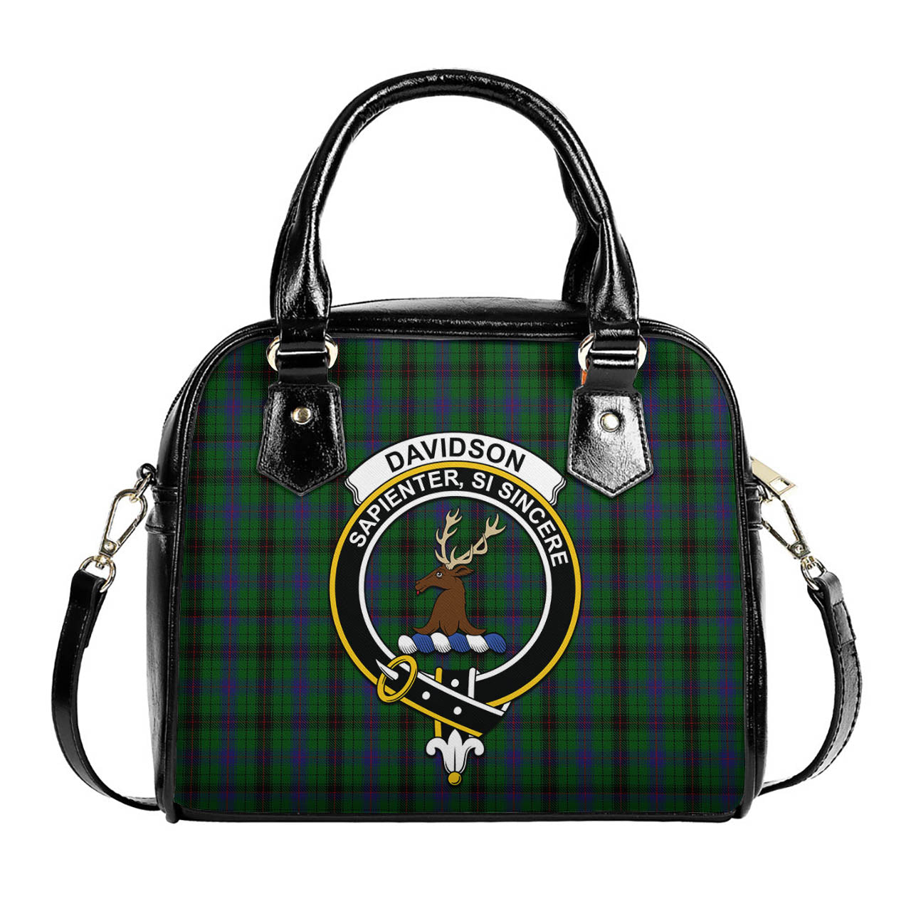 Davidson Tartan Shoulder Handbags with Family Crest One Size 6*25*22 cm - Tartanvibesclothing