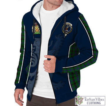 Davidson Tartan Sherpa Hoodie with Family Crest and Lion Rampant Vibes Sport Style