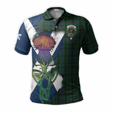 Davidson Tartan Family Crest Polo Shirt Scottish Thistle Celtic Inspired