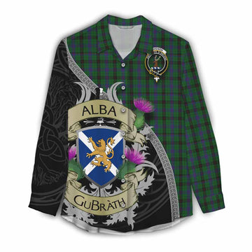 Tartan Vibes Clothing Davidson Tartan Family Crest Women's Casual Shirt Lion Rampant Royal Thistle Shield Celtic Inspired