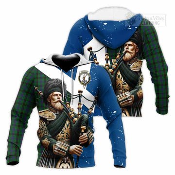 Davidson Tartan Knitted Hoodie with Family Crest Scottish Bagpiper Vibes Unisex Knitted Pullover Hoodie - Tartan Vibes Clothing