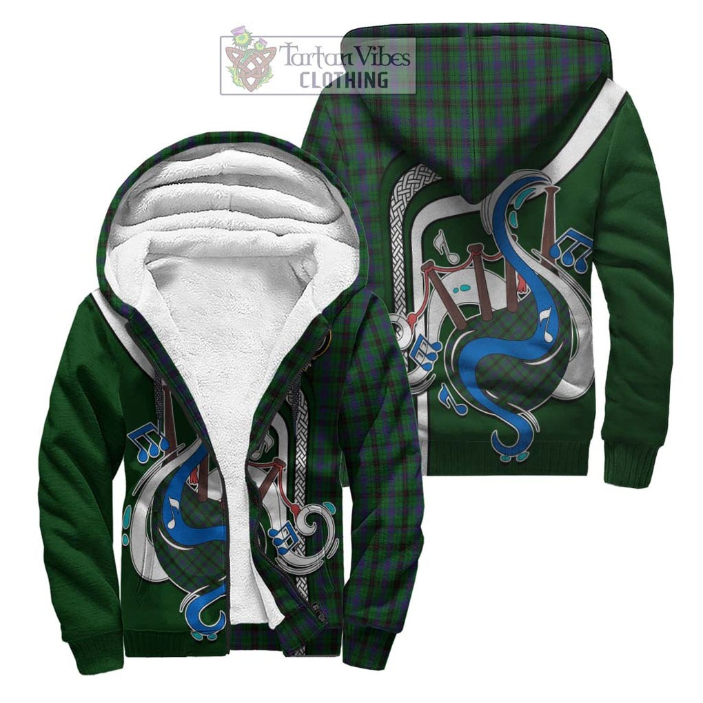 Davidson Tartan Sherpa Hoodie with Epic Bagpipe Style Unisex S - Tartanvibesclothing Shop