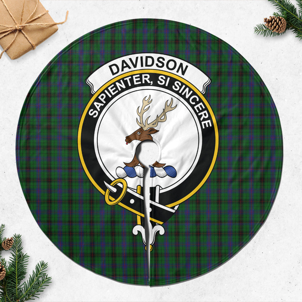 Davidson Tartan Christmas Tree Skirt with Family Crest - Tartanvibesclothing