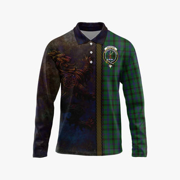 Davidson Tartan Family Crest Long Sleeve Polo Shirt Alba Gu Brath Be Brave Lion Ancient Style