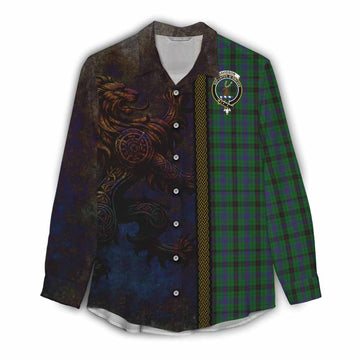 Davidson Tartan Family Crest Women's Casual Shirt Alba Gu Brath Be Brave Lion Ancient Style