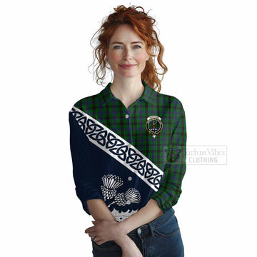Tartan Vibes Clothing Davidson Tartan Women's Casual Shirt Featuring Thistle and Scotland Map