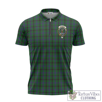 Tartan Vibes Clothing Davidson Tartan Zipper Polo Shirt with Family Crest