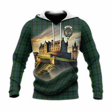 Davidson Tartan Family Crest Knitted Hoodie with Scottish Ancient Castle Style