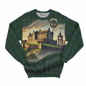 Davidson Tartan Family Crest Sweatshirt with Scottish Ancient Castle Style