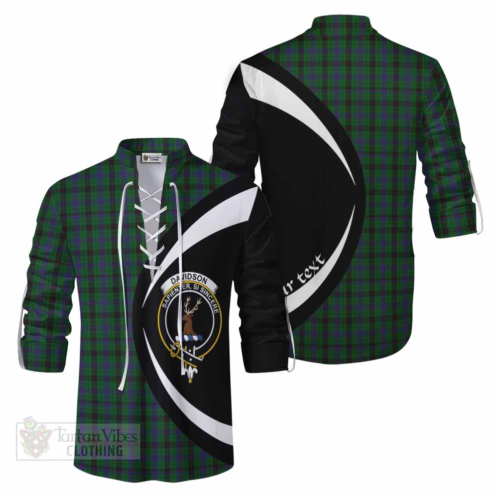Tartan Vibes Clothing Davidson Tartan Ghillie Kilt Shirt with Family Crest Circle Style