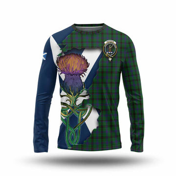 Davidson Tartan Family Crest Long Sleeve T-Shirt Scottish Thistle Celtic Inspired