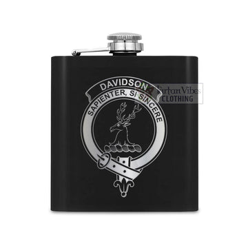 Tartan Vibes Clothing Davidson Crest Hip Flask Set 7oz Black Stainless Steel with A Gift Box