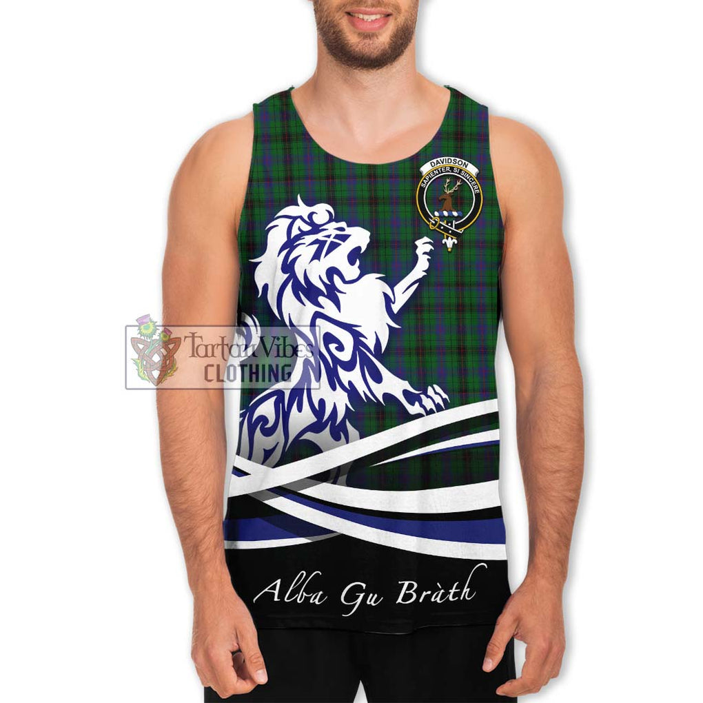 Davidson Tartan Men's Tank Top with Alba Gu Brath Regal Lion Emblem Men - Tartanvibesclothing Shop