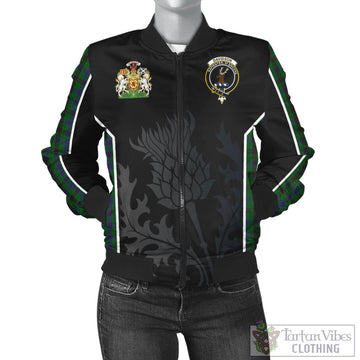 Davidson Tartan Bomber Jacket with Family Crest and Scottish Thistle Vibes Sport Style