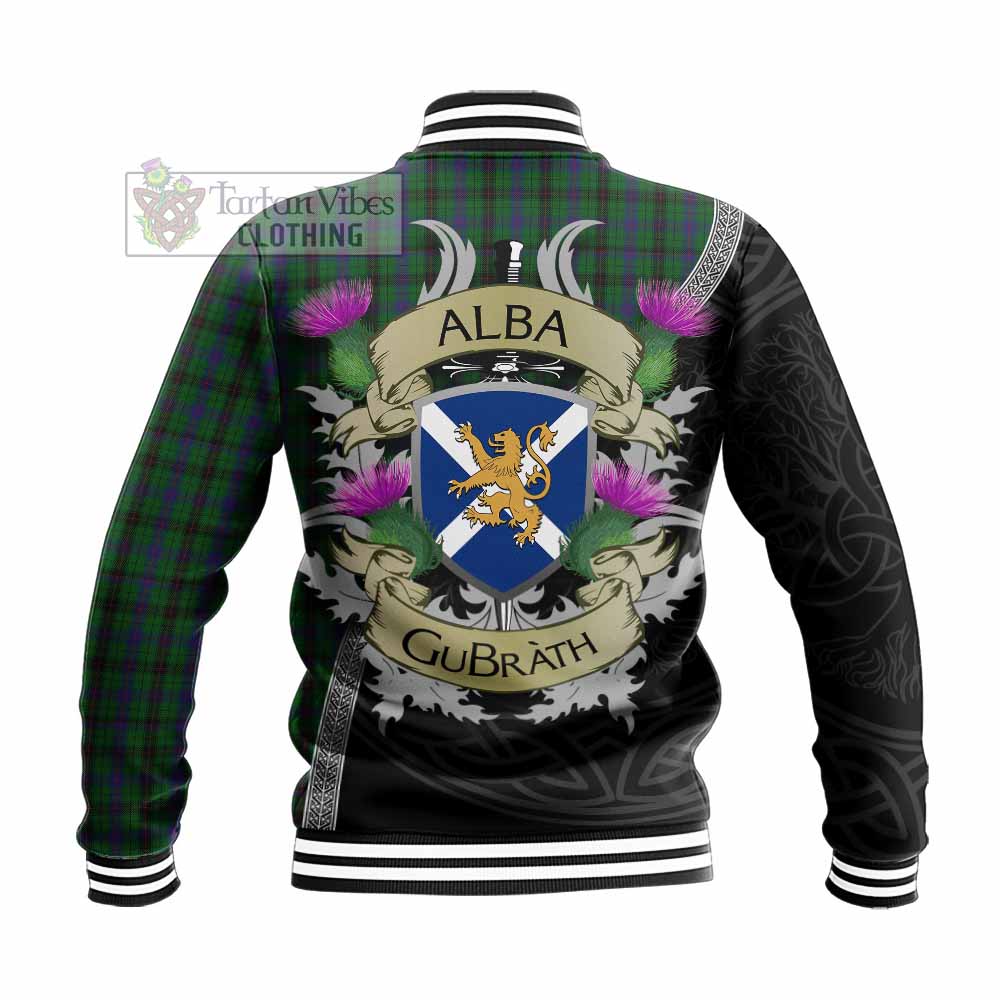 Tartan Vibes Clothing Davidson Tartan Family Crest Baseball Jacket Lion Rampant Royal Thistle Shield Celtic Inspired