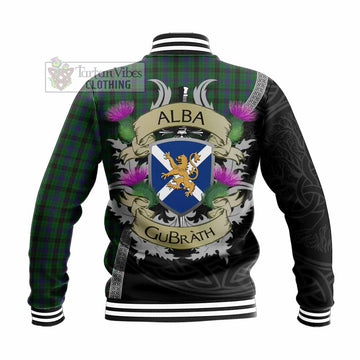 Davidson Tartan Family Crest Baseball Jacket Lion Rampant Royal Thistle Shield Celtic Inspired