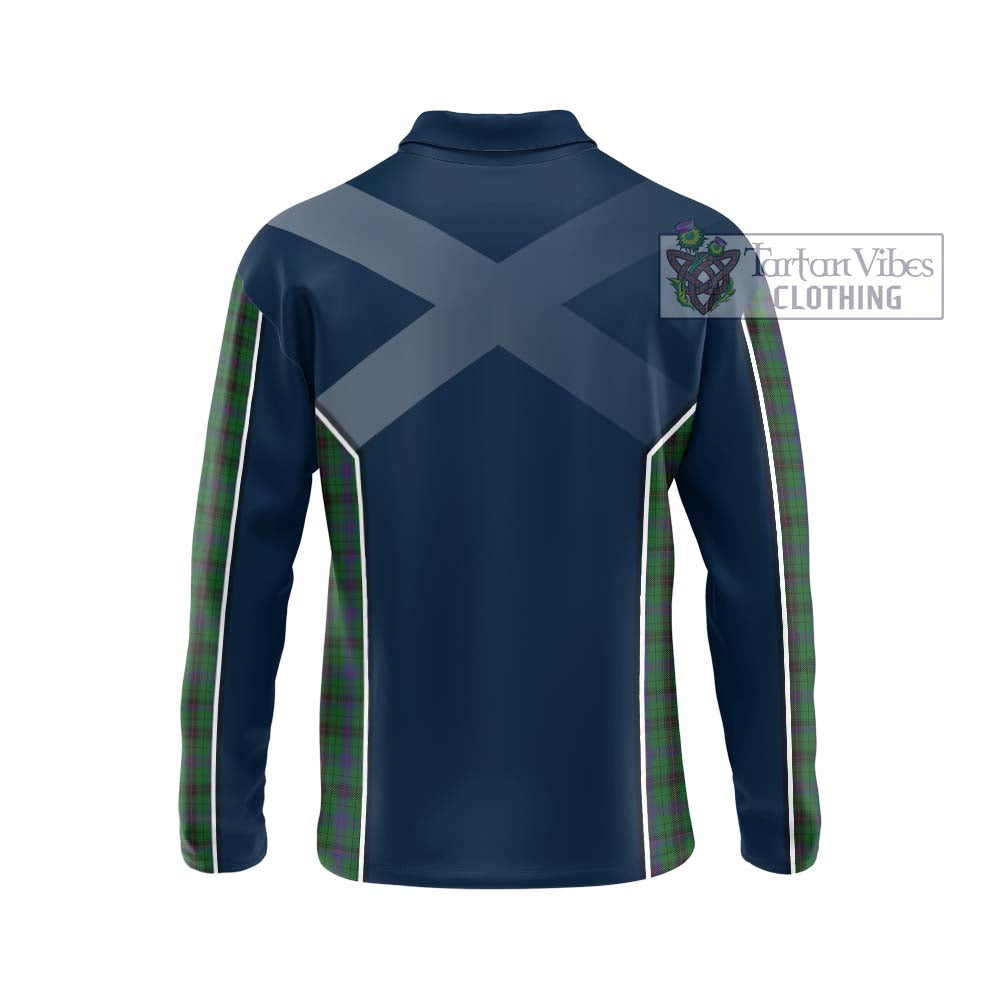 Davidson Tartan Long Sleeve Polo Shirt with Family Crest and Lion Rampant Vibes Sport Style - Tartan Vibes Clothing